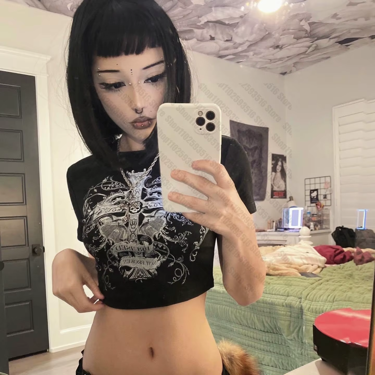 Kawaii graphique t-shirts Harajuku vêtements femme étoile fille Y2k Kitty t-shirt pour femmes 2000s hauts Emo