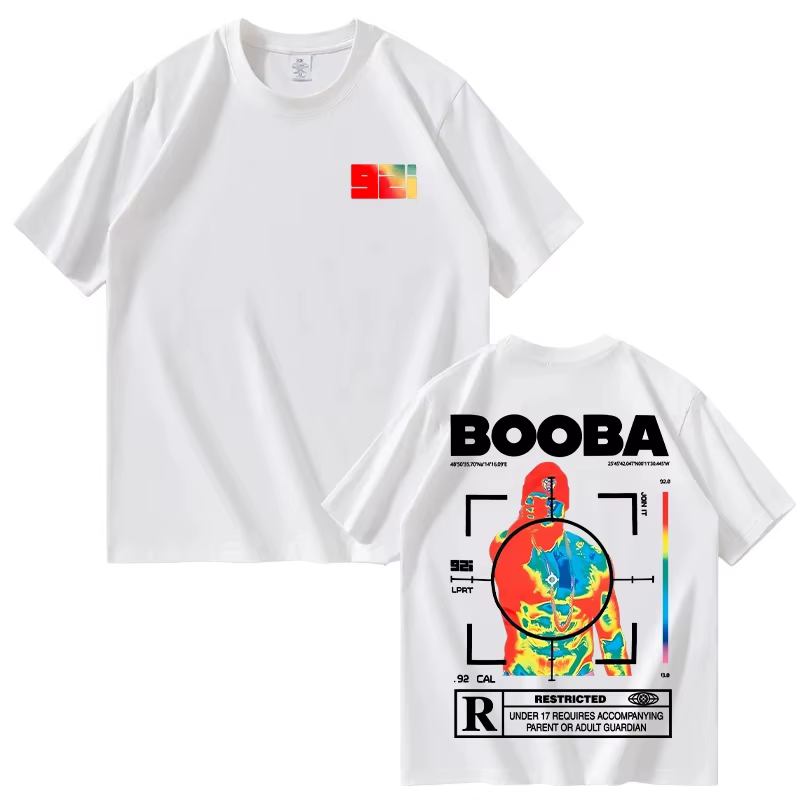 B2O T-shirts hommes mode BOOBA imprimé à manches courtes t-shirt femmes décontracté Harajuku Streetwear