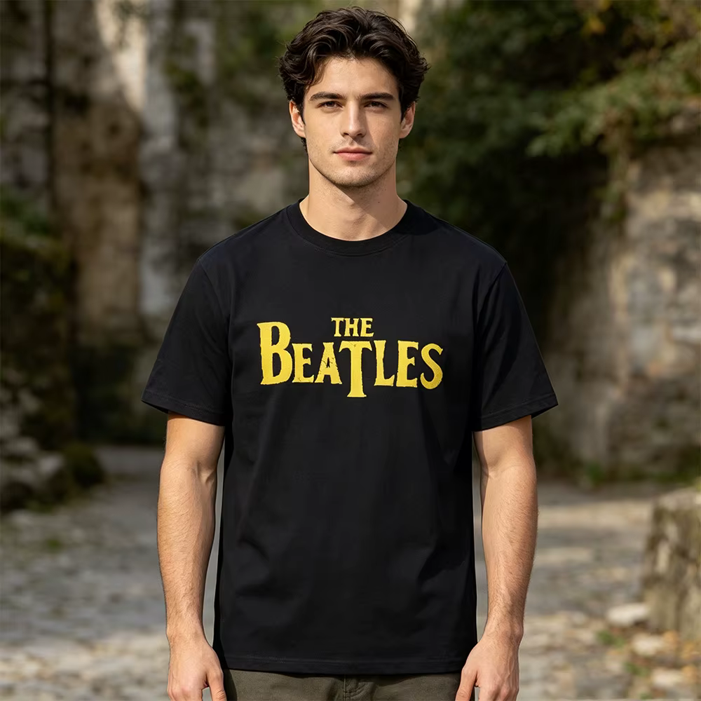 T-shirt The Beatles Black Rock Band