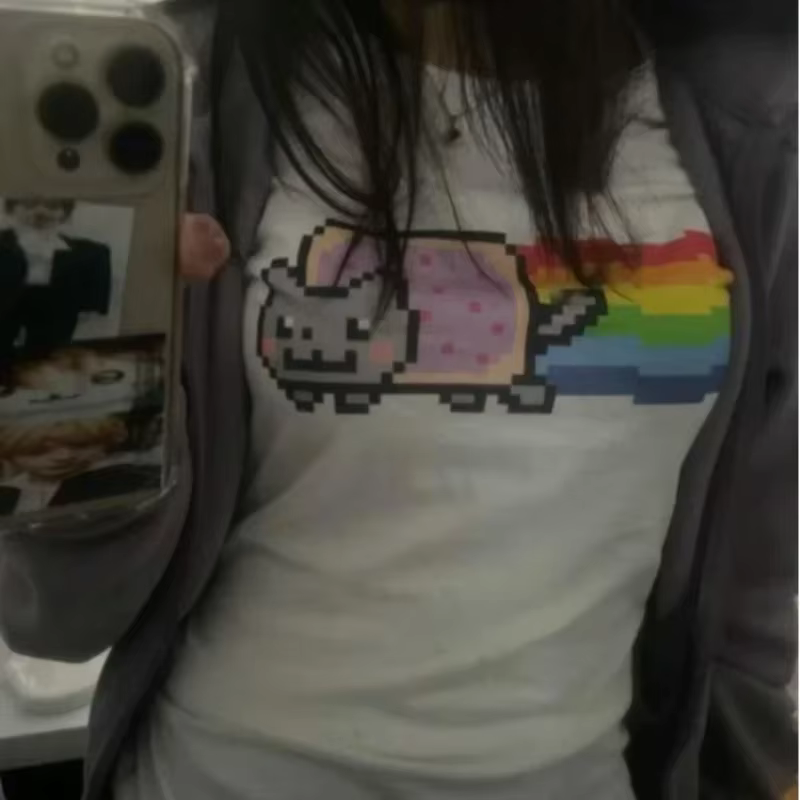 Mignon 2000s esthétique lettre impression T-Shirt Y2K femmes étoiles hauts Harajuku rétro mode gothique