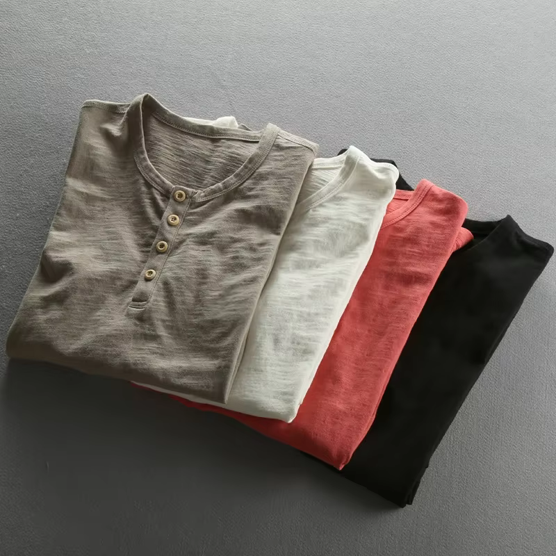 T-shirt à manches longues en pur coton pour hommes