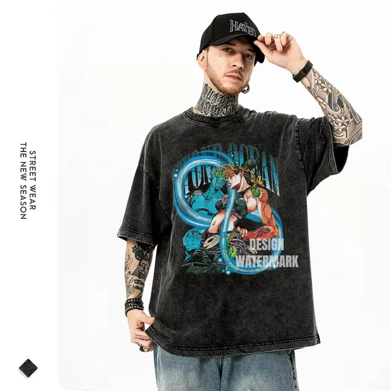 Anime Vintage Washed Chain T-shirt