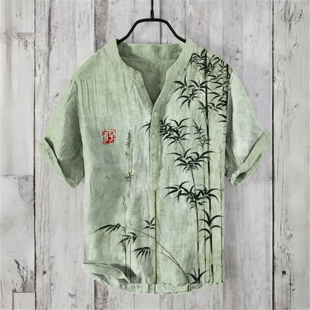POLO chinois rétro à manches courtes pour hommes