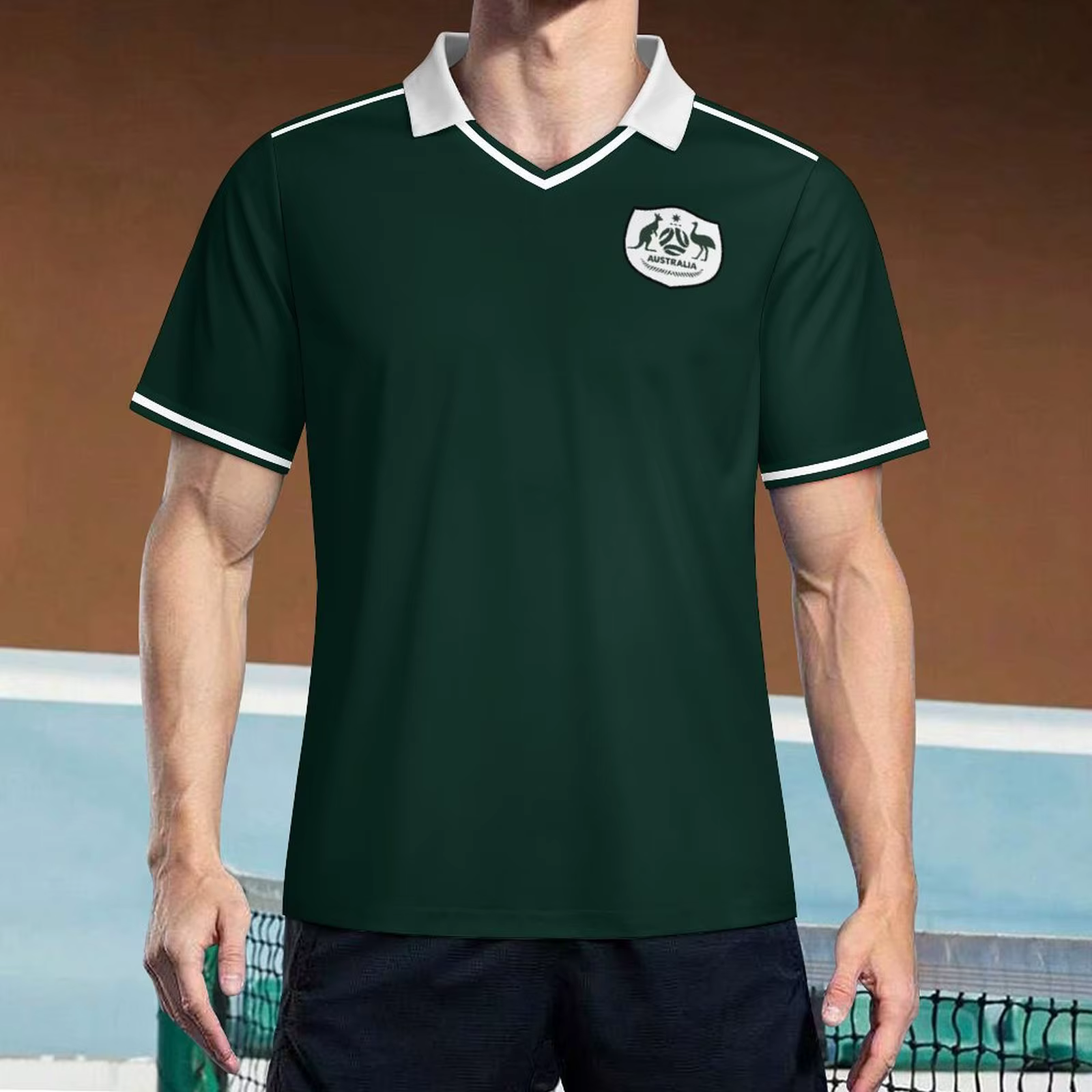 Polo de Rugby rétro rayé en maille pour hommes
