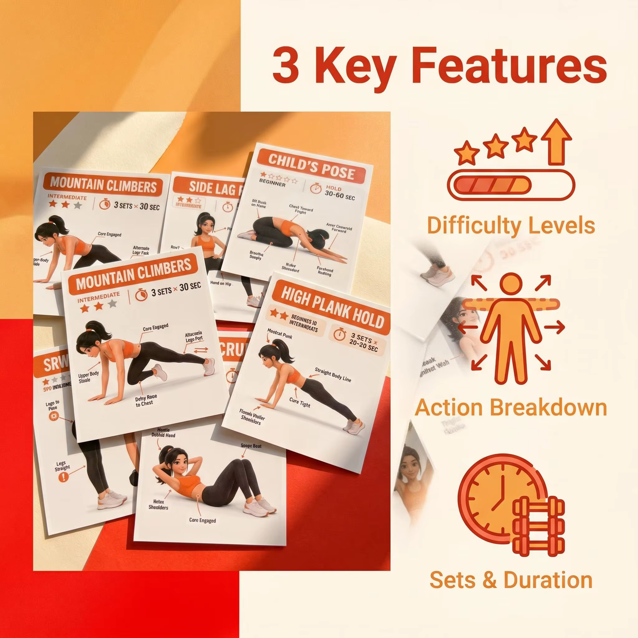 Cartes de guide de fitness