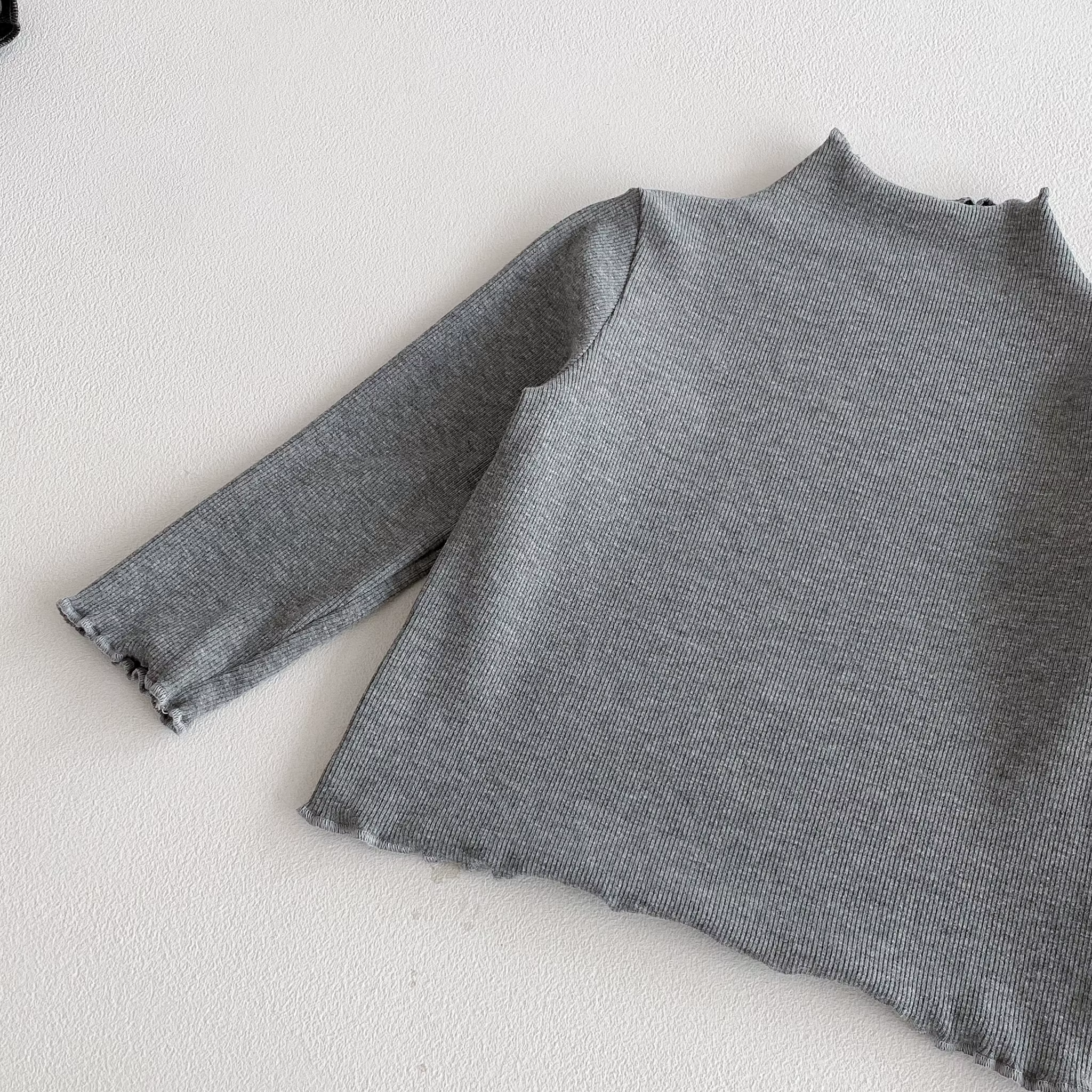 T-shirt à manches longues pour filles avec bordure en dentelle