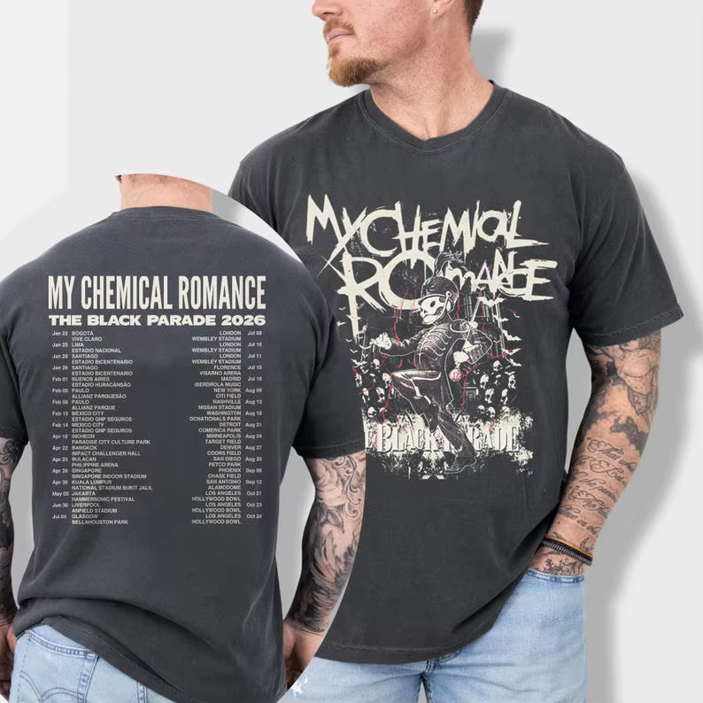 Chemise My Chemical Romance The Black Parade Tour 2026 – T-shirt du groupe de rock emo MCR