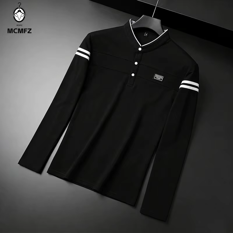 Polo à manches longues noir pour homme