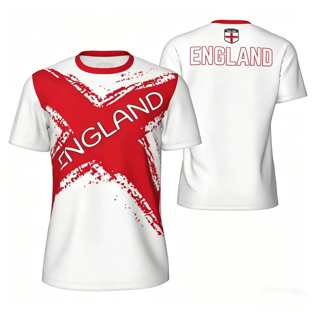 T-shirt imprimé en 3D avec drapeau anglais, t-shirt unisexe respirant à séchage rapide, hauts de sport décontractés pour la course à pied, le fitness, le streetwear quotidien en plein air