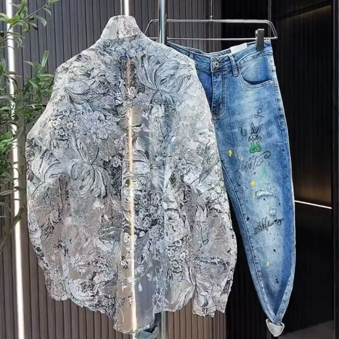 Chemise en maille florale pour hommes