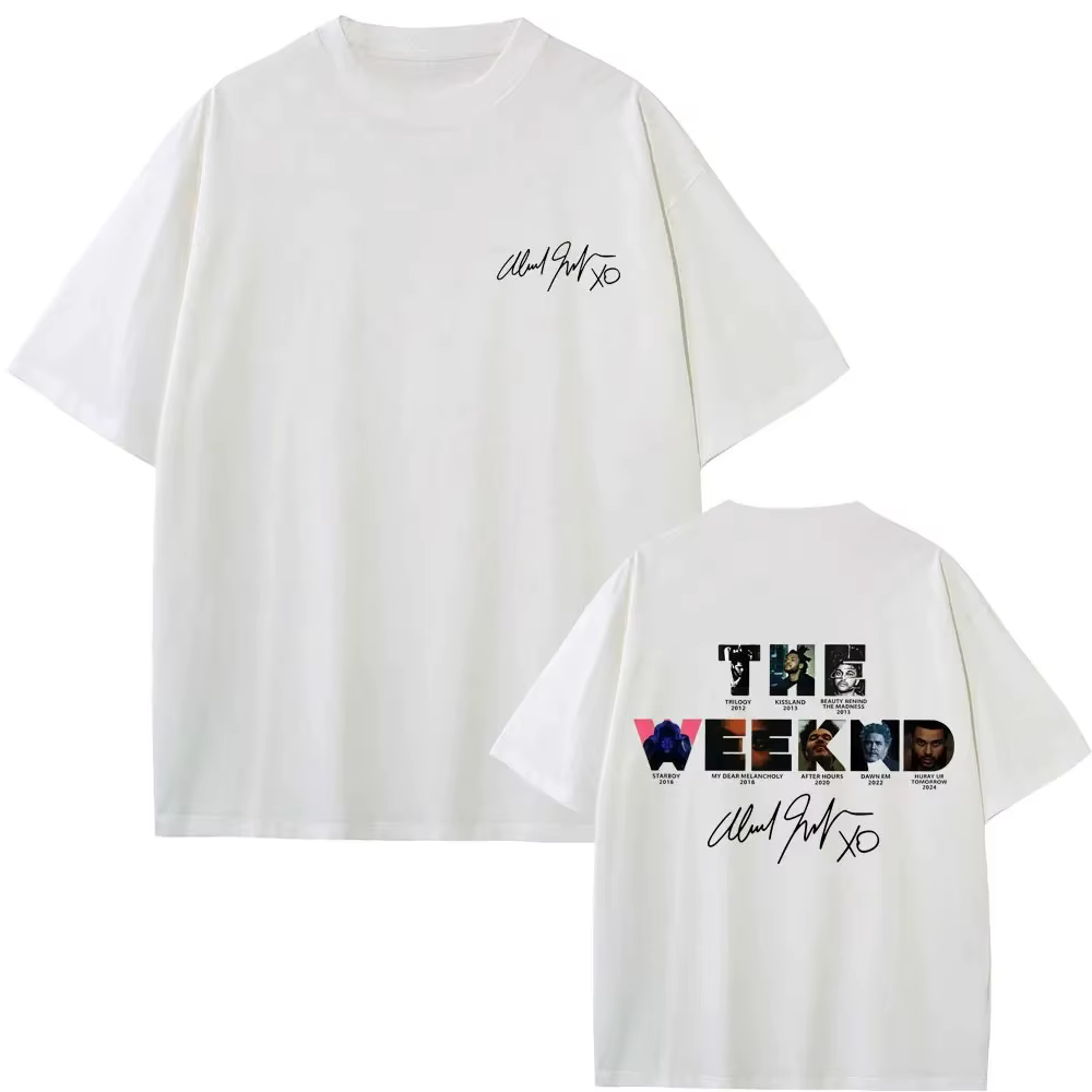 T-shirt graphique avec couverture d'album musical du rappeur The Weeknd, pour hommes et femmes, mode hip-hop, t-shirt surdimensionné, t-shirt décontracté en coton rétro pour homme