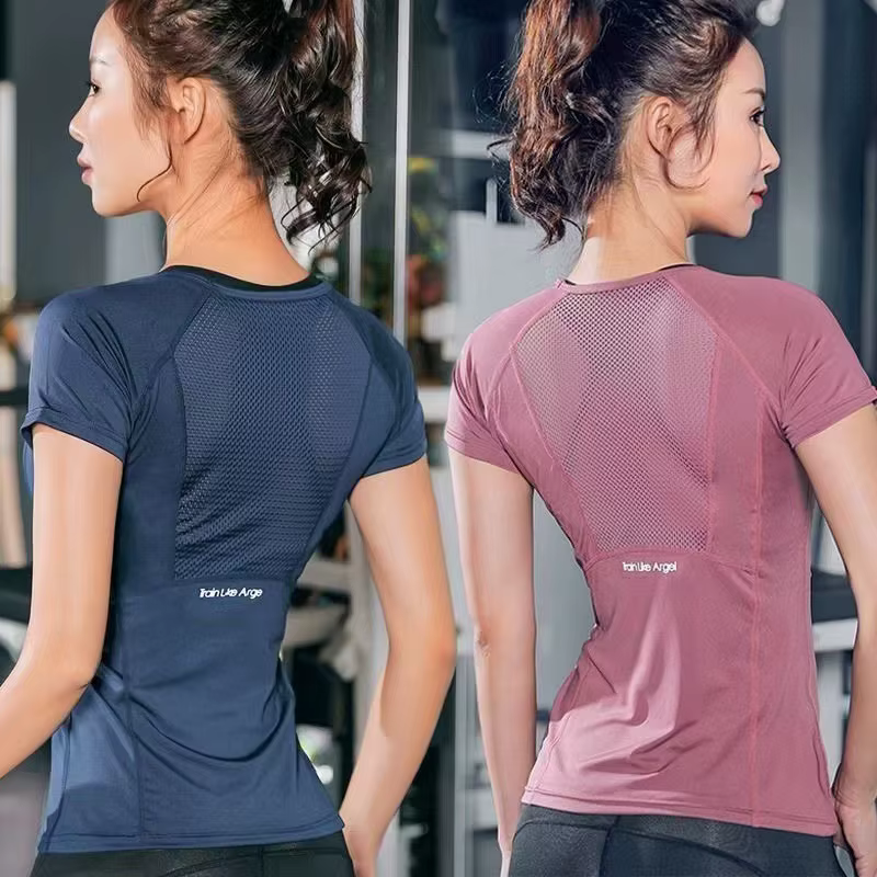 Vêtements de sport pour femmes, vêtements de yoga, t-shirt de sport pour femmes, haut de taille plus, vêtements de fitness, course à pied