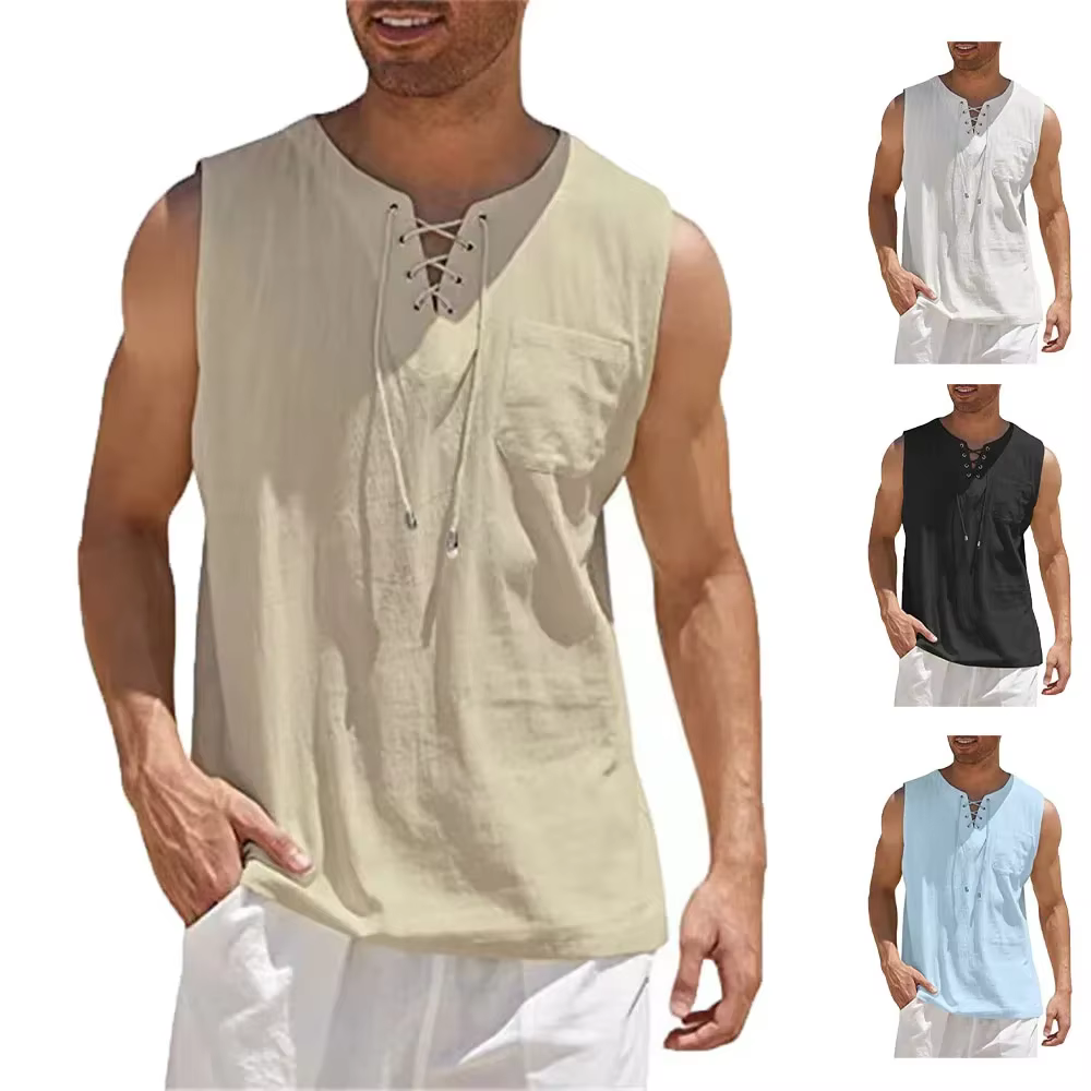 Chemises en coton et lin pour hommes