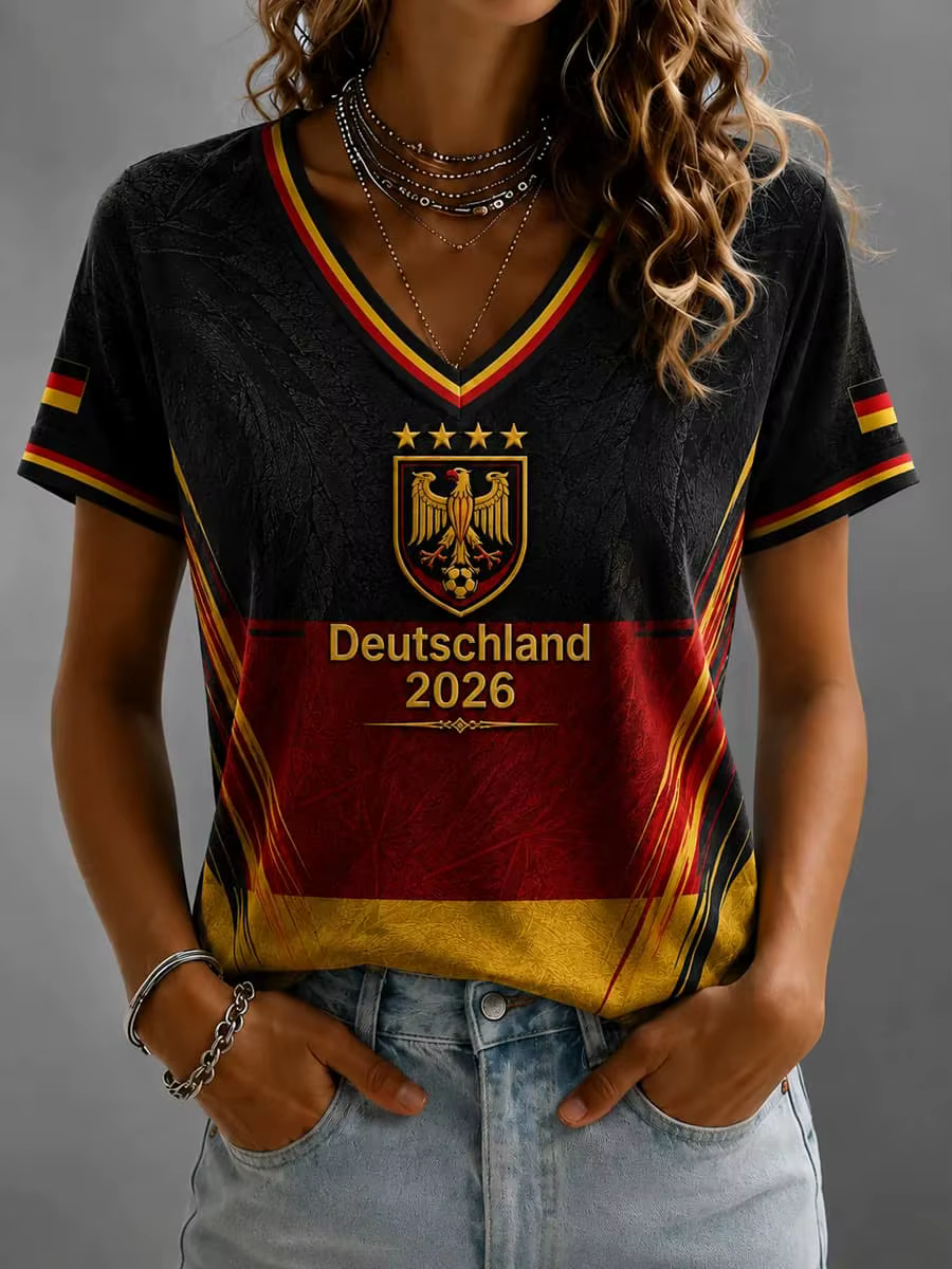 T-shirt de football allemand à col en V