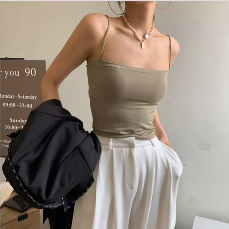 Haut femme Sexy soutiens-gorge Spaghetti sangle culture hauts mode Camisole sans fil brassière sous-vêtements sans