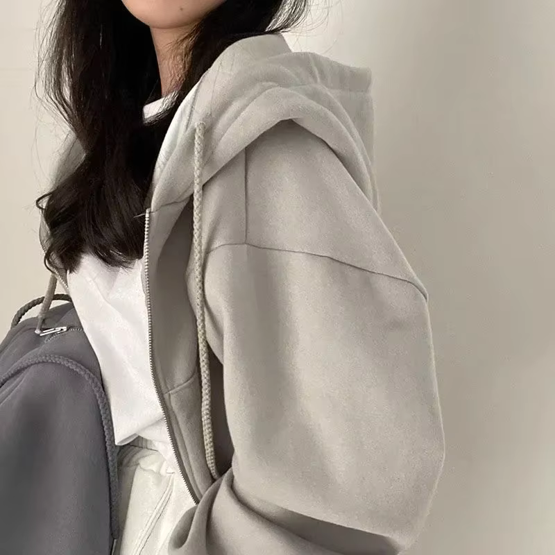 Sweat à capuche bleu marine avec doublure en polaire pour femme