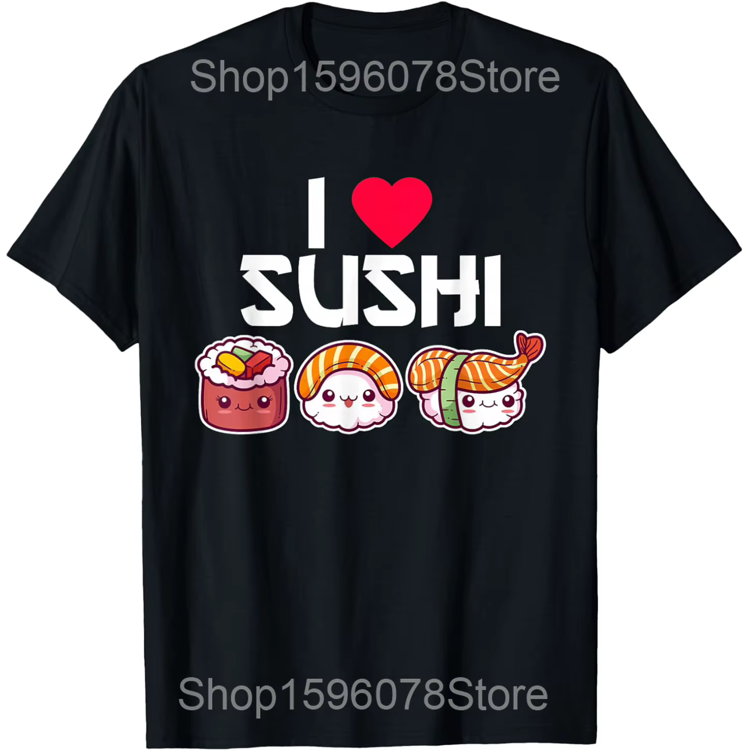 T-shirt Great Sushi Wave Art pour les amateurs de cuisine japonaise, en coton, humoristique, Streetwear, à manches courtes, unisexe, vêtements amples