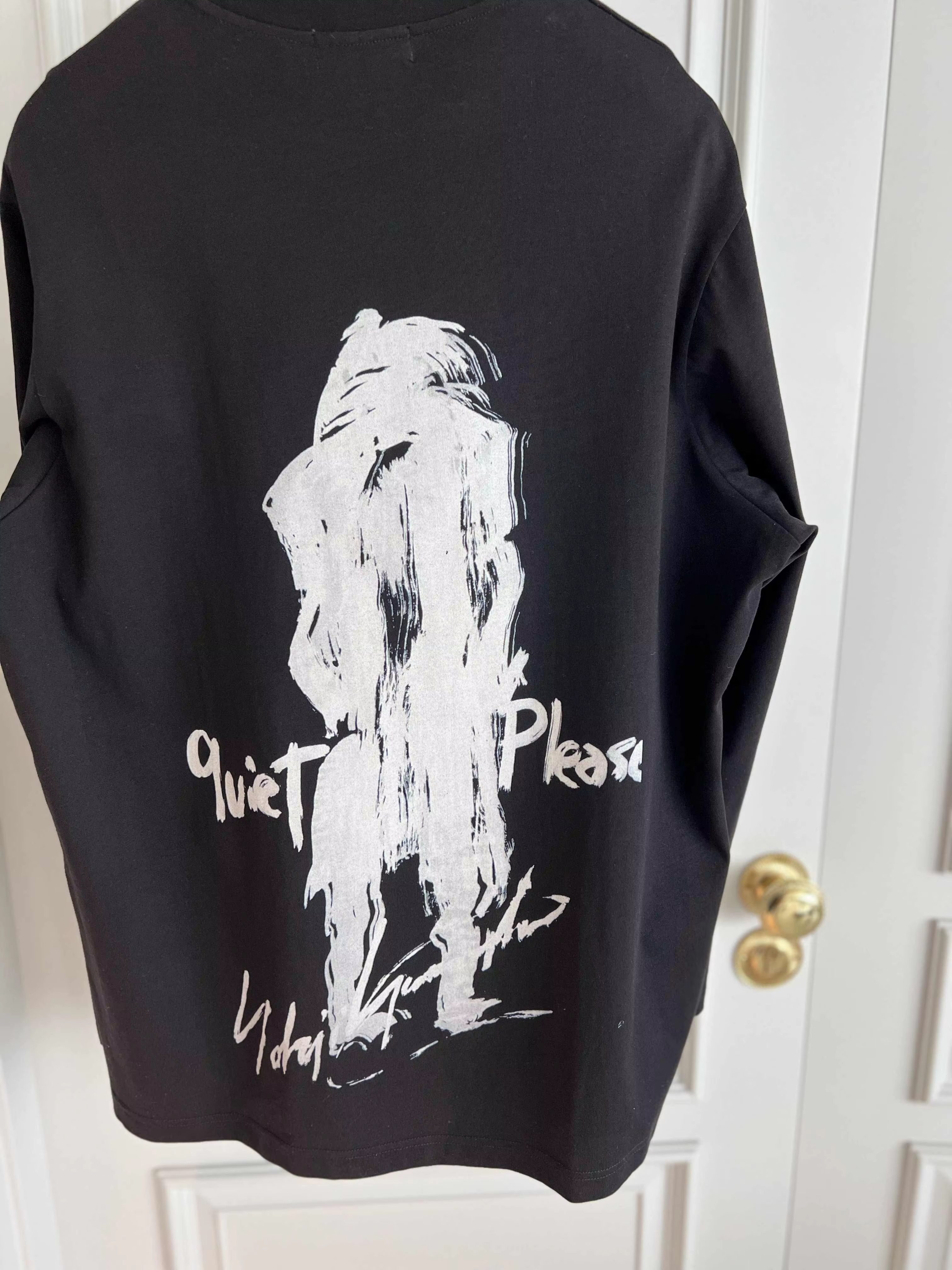 TOP-YAMAMOTO Design original - T-shirt à manches longues avec col rond, noir