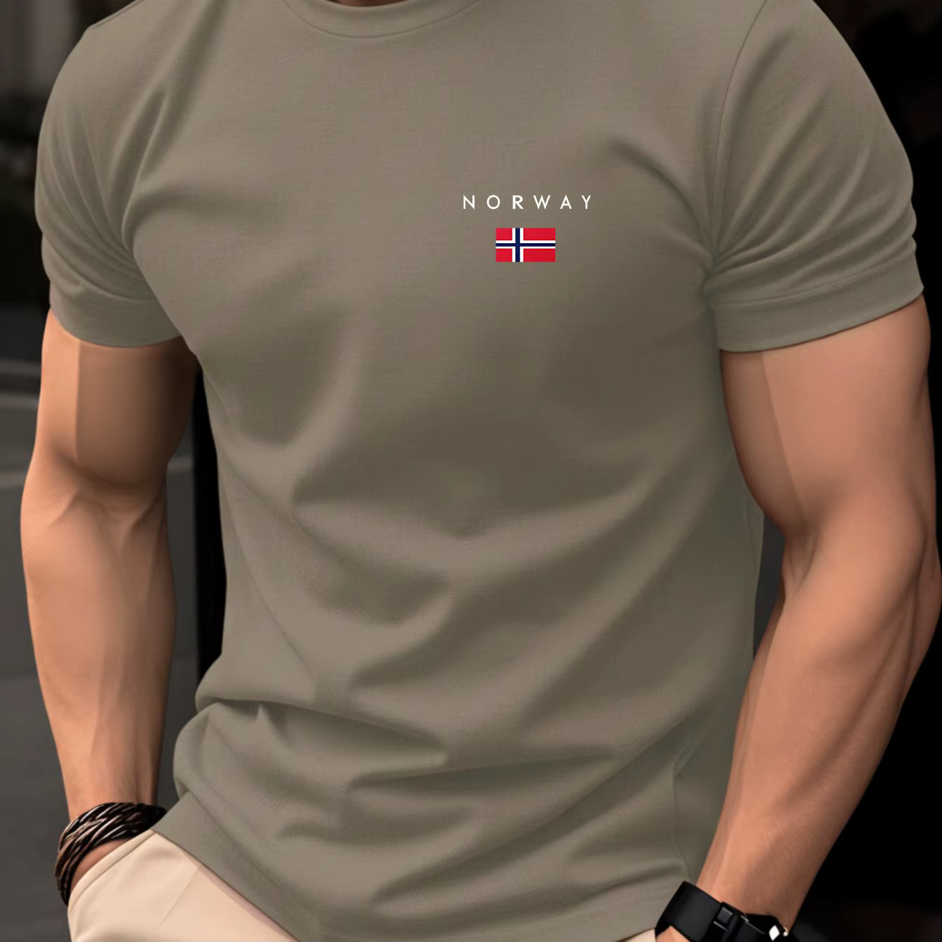 T-shirt noir à col rond pour hommes
