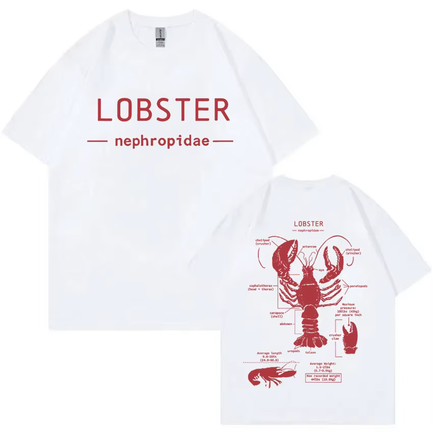 Drôle homard anatomie graphique T-shirt hommes femmes décontracté surdimensionné à manches courtes T-shirts