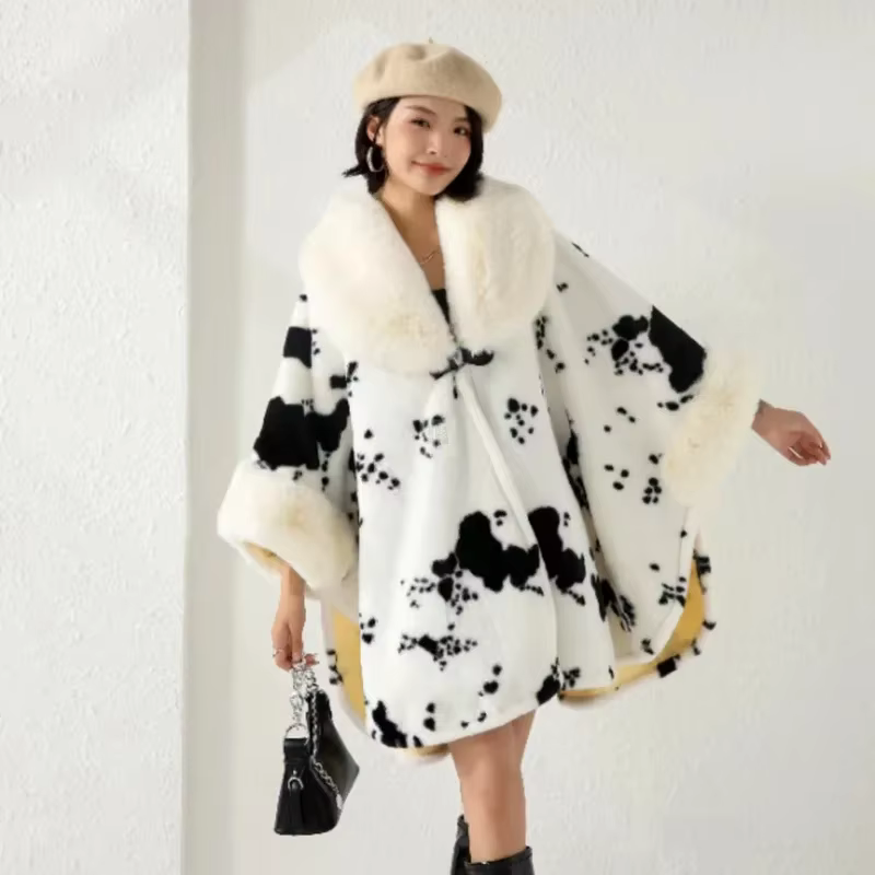 Cardigan en Fausse Fourrure de Lapin pour Femme