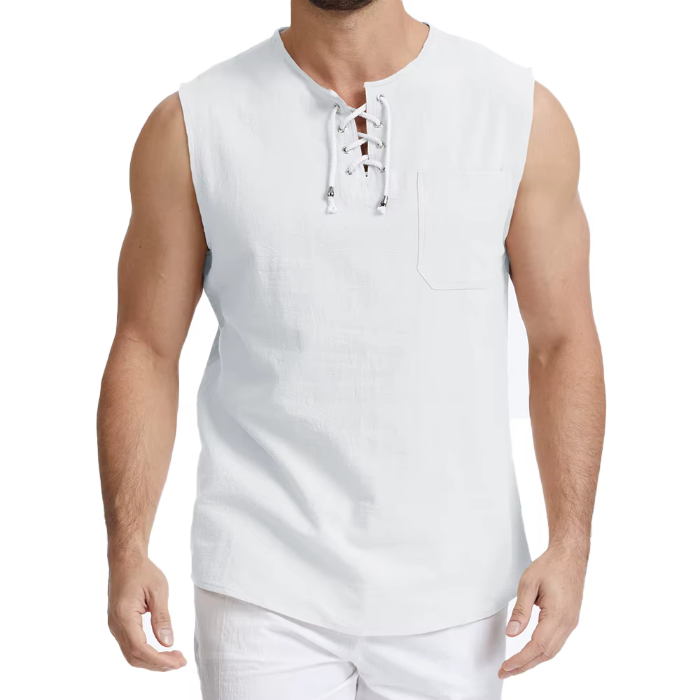 Débardeurs d'été pour hommes en coton et lin