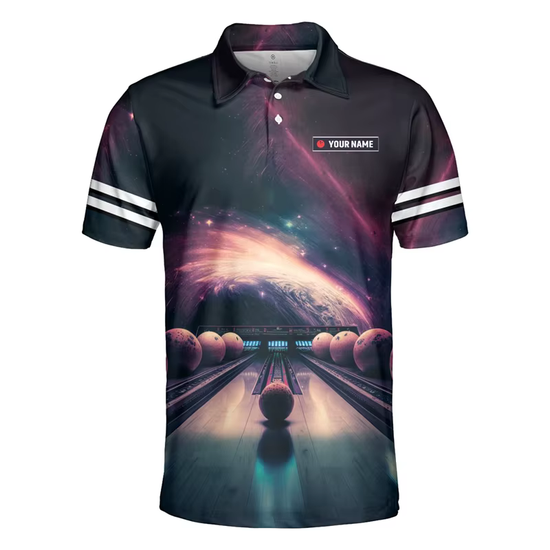 Polo graphique de bowling pour hommes