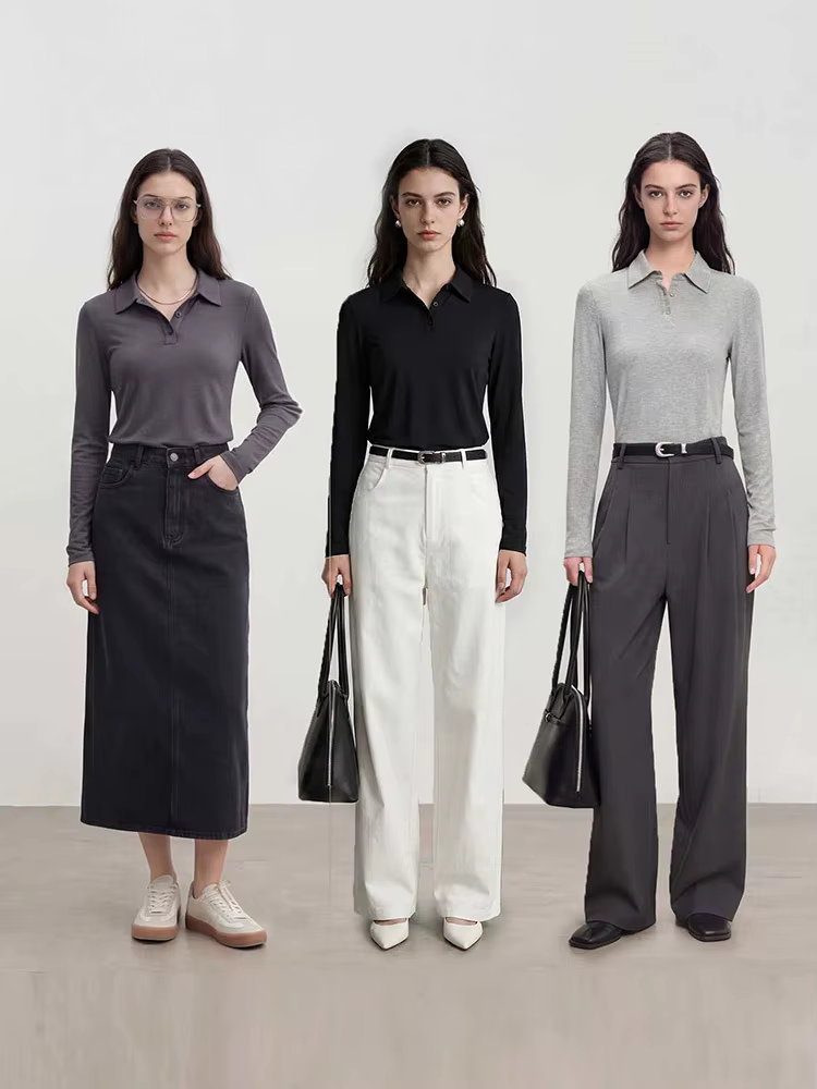T-shirt Polo à manches longues pour femmes