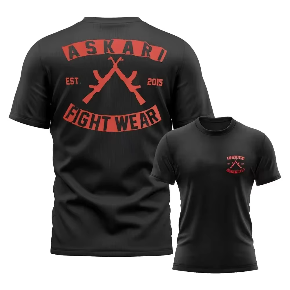 T-shirt Askari Boxing & MMA pour hommes, T-shirt respirant à col rond pour sports d'été, T-shirt à manches courtes