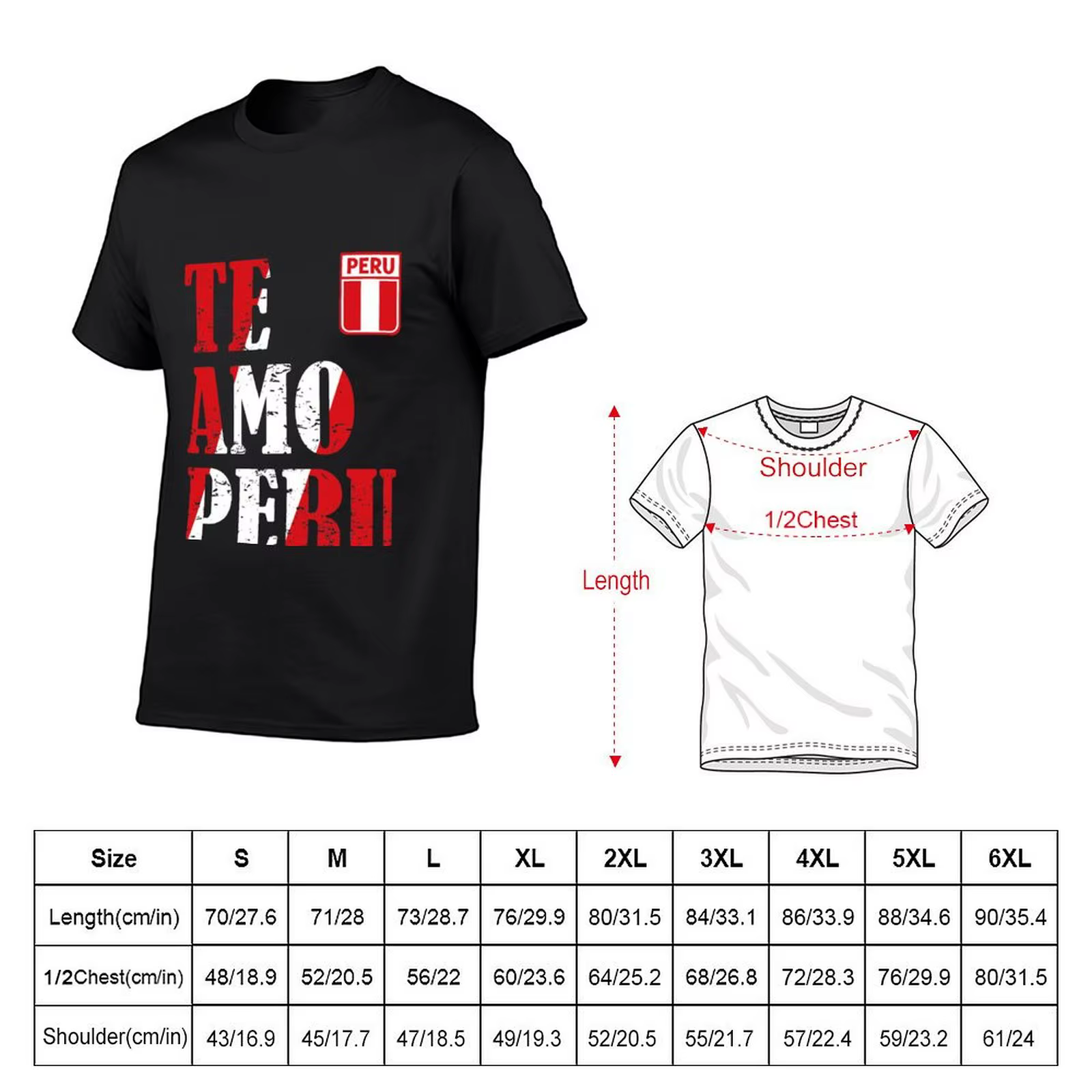 T-shirt I Love Peru Te Amo Peru pour hommes, imprimé animal pour garçons, chemises de retraite noires unies