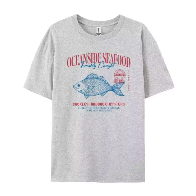 Fruits de mer graphique T-Shirt Grunge esthétique Streetwear t-shirts coton mode surdimensionné femmes Vintage