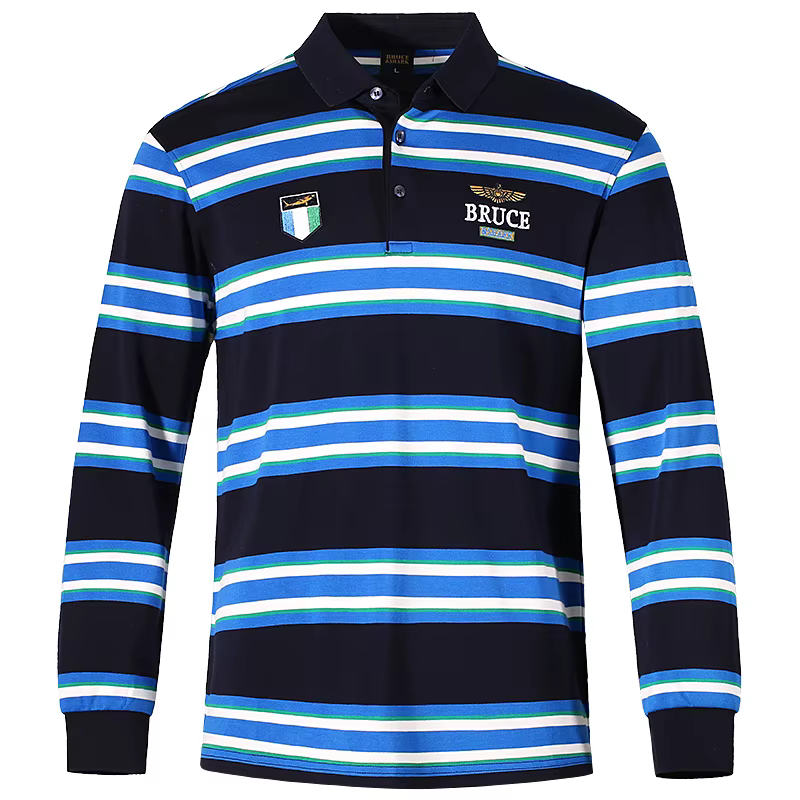 Polo rayé à manches longues pour hommes