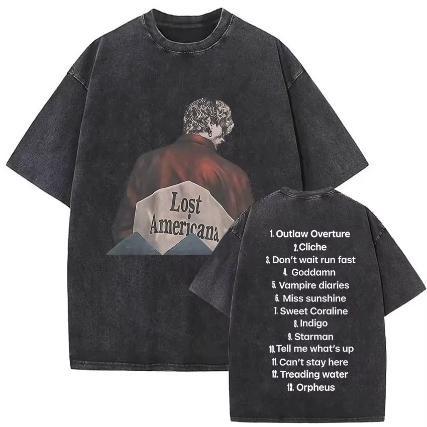 Vintage lavé MGK mitrailleuse Kelly Album 2025 nouveaux t-shirts hommes gothique Hip Hop surdimensionné T-shirt pur