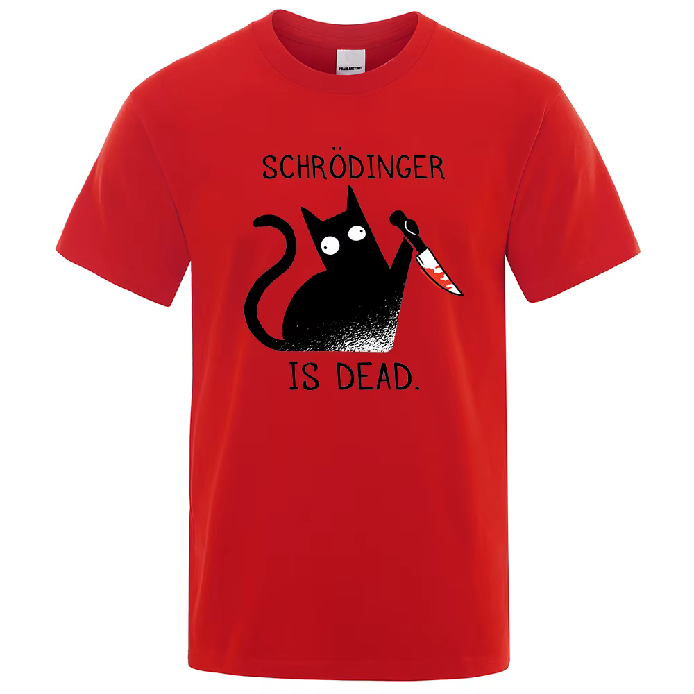 Schrodinger Is Dead chat noir t-shirts mode masculine 100% coton T-Shirt Hip Hop