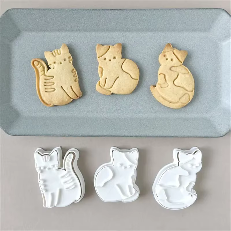Emporte-pièces chat mignon, 5 pièces, Animal, chaton, outil de décoration de gâteau d'anniversaire, Fondant, glaçage, moule à biscuits, accessoires de cuisson
