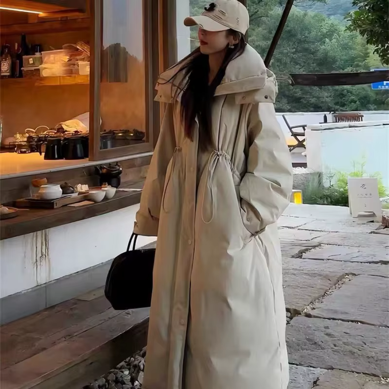 Doudoune courte et longue pour femmes, veste chaude optique à capuche avec wstring de proximité, paresseux et luxueux, nouveau style hiver 2024