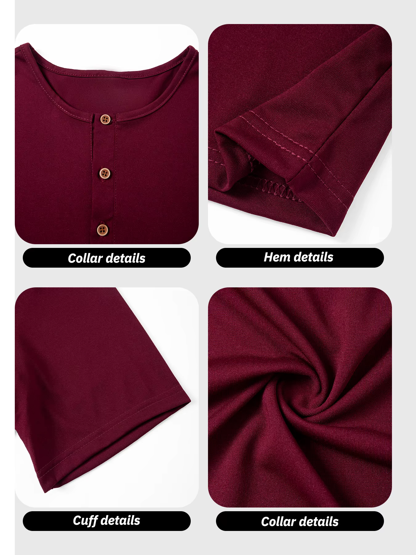 T-shirt à col Henley pour homme