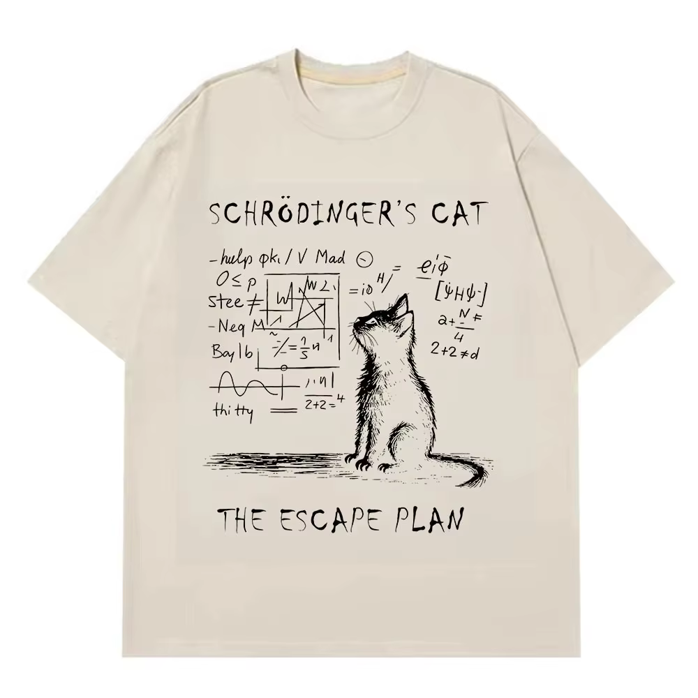 Schrodinger chat physique mécanique quantique impression créative été à manches courtes t-shirt femmes Streetwear T-shirts amples