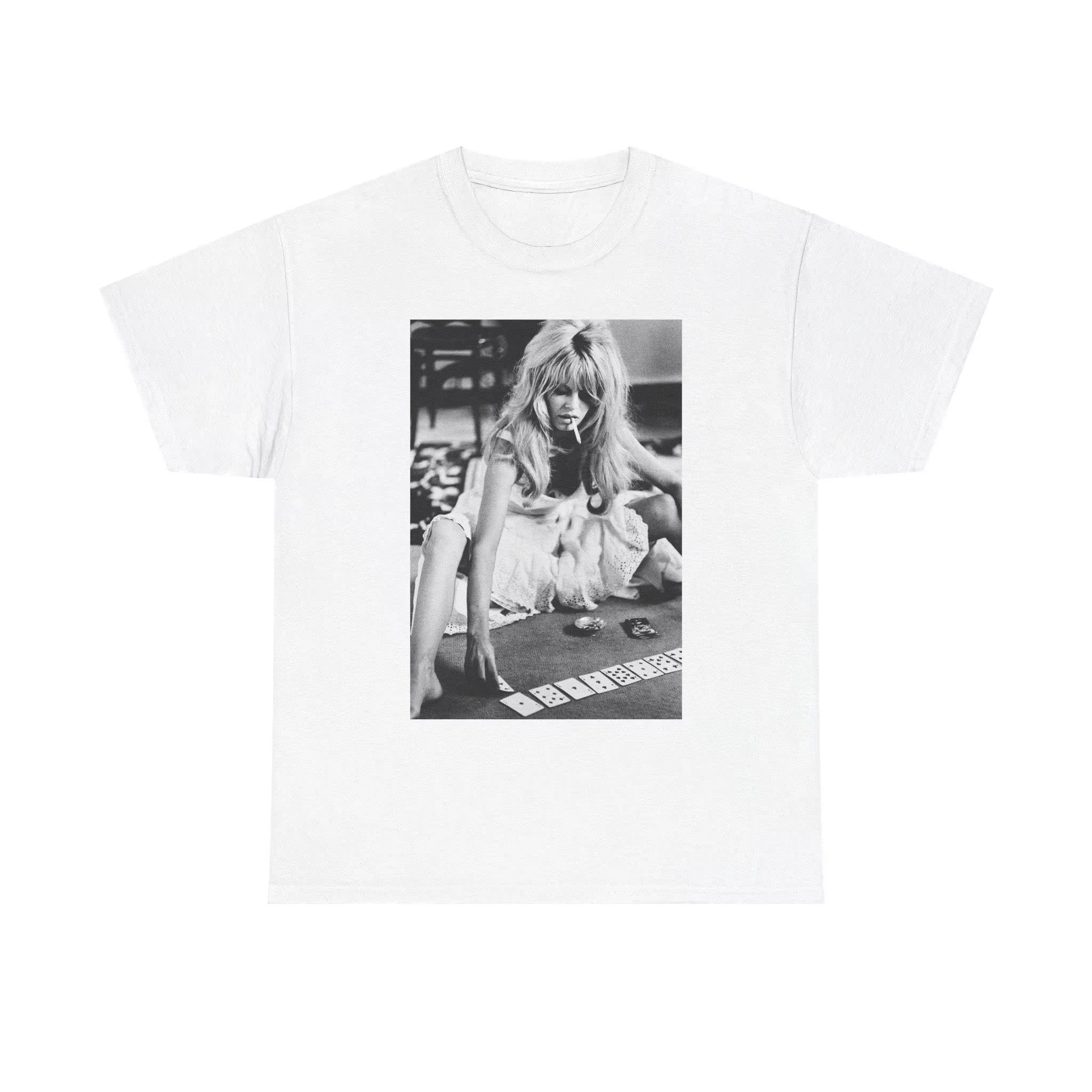 Vintage Rage Brigitte Bardot Play Card1 T-Shirt pour hommes femmes loisirs vêtements de sport T-shirts de haute qualité surdimensionné unisexe hauts