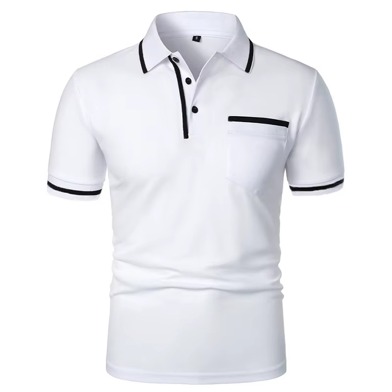 Nouveaux hommes à manches courtes polos couleur unie t-shirt style décontracté été à la mode respirant ample basique