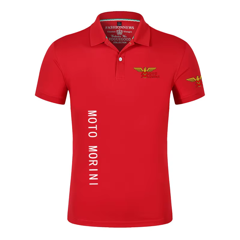 2024 Moto Morini nouveaux hommes mode impression été manches courtes couleur unie classique décontracté mince ordinaire Polo hauts