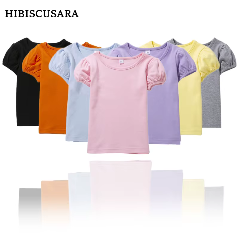 Filles 100% coton à manches courtes été bouffée t-shirts pour l'école et le jeu enfant en bas âge adolescents