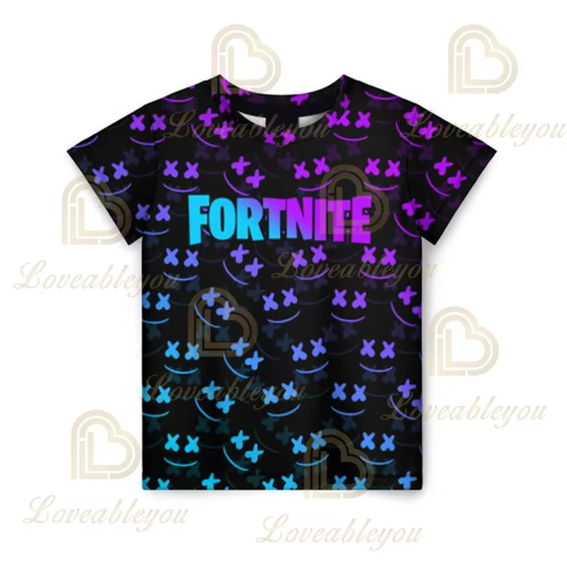 Fortnite 3d T-shirt enfants dessin animé à manches courtes
