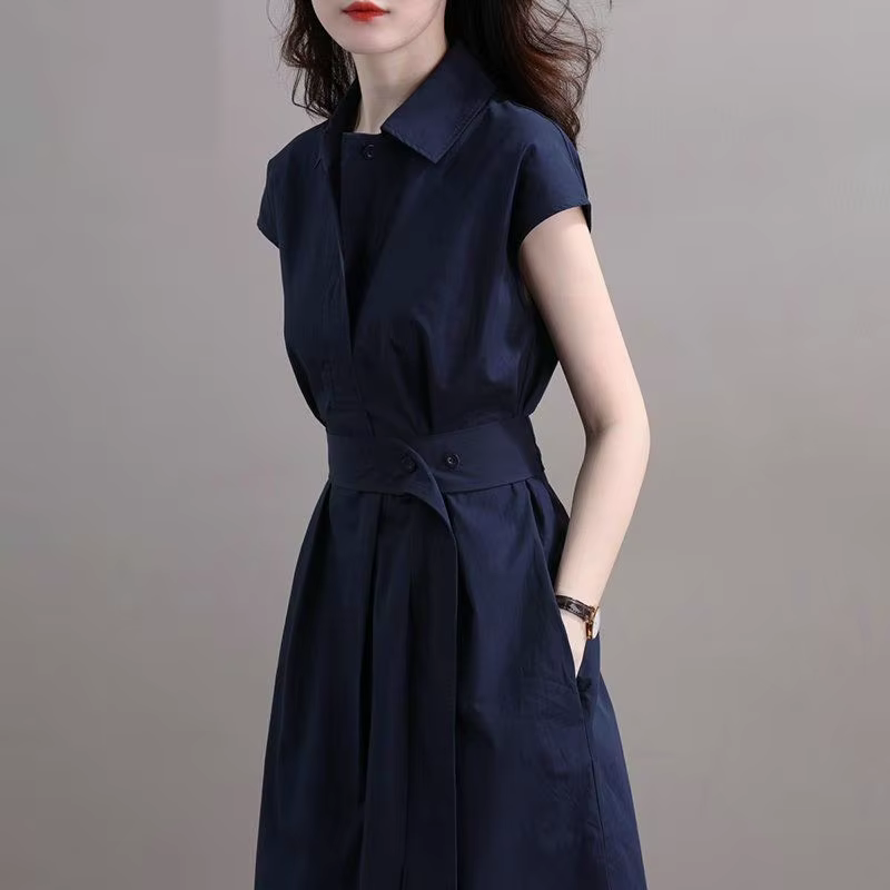 Robe chemise élégante et amincissante de style français