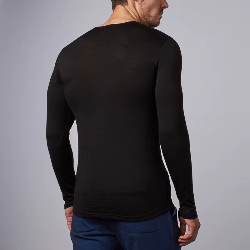 100% laine mérinos hommes à manches longues t-shirt Base thermique Laye