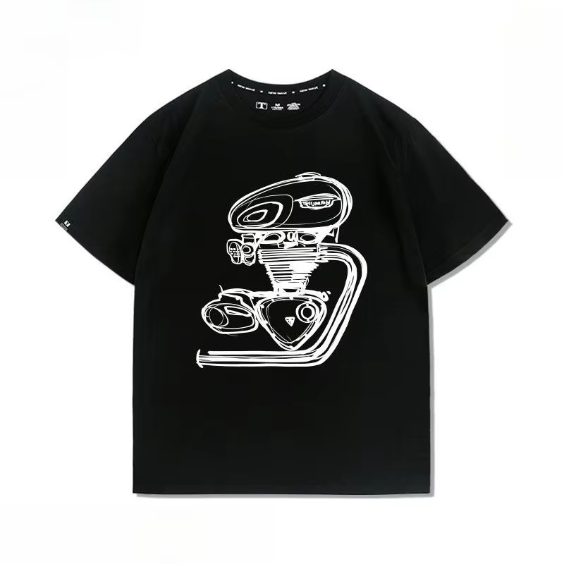 T-shirt imprimé rétro T120 modifié pour moteur de moto