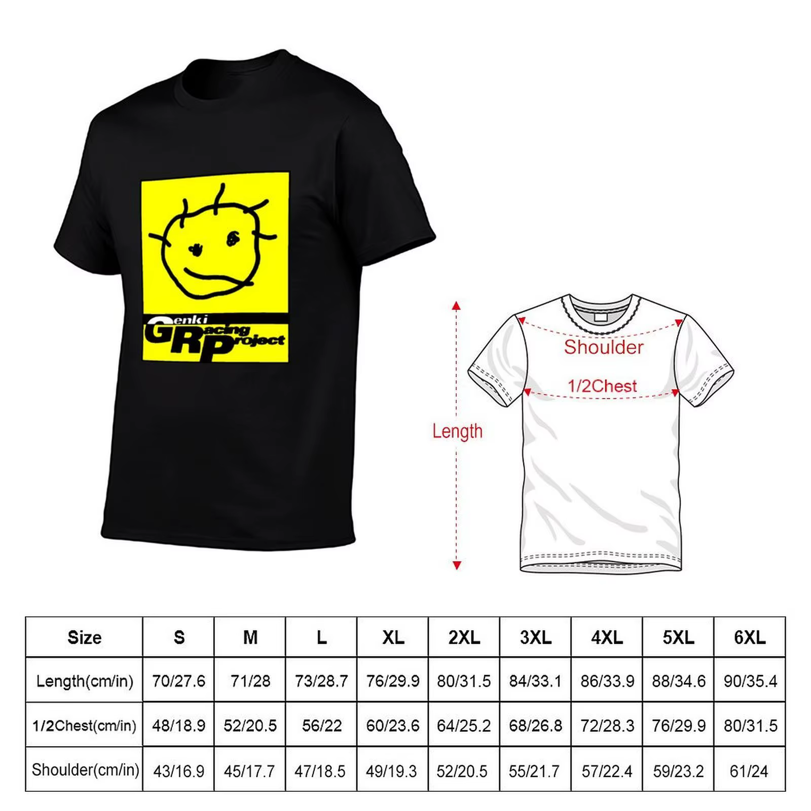 GENKI - T-shirt Racing Project, t-shirt de travail décontracté et résistant