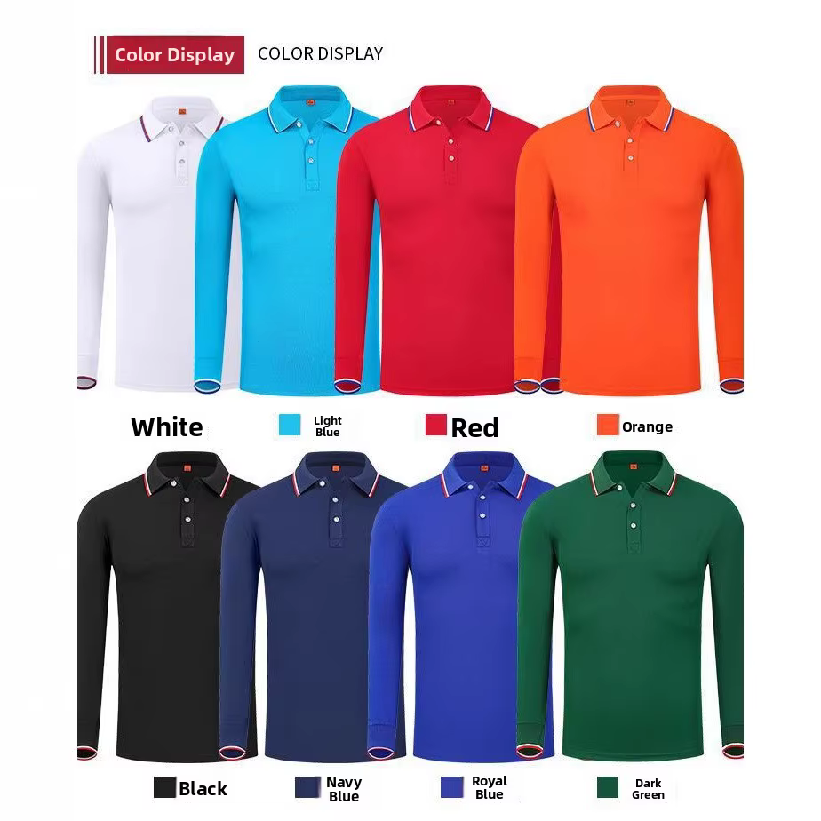 Nouveau Polo à manches longues T-Shirt Logo brodé col rabattu vêtements de travail uniforme de groupe personnalisé activité publicité S...