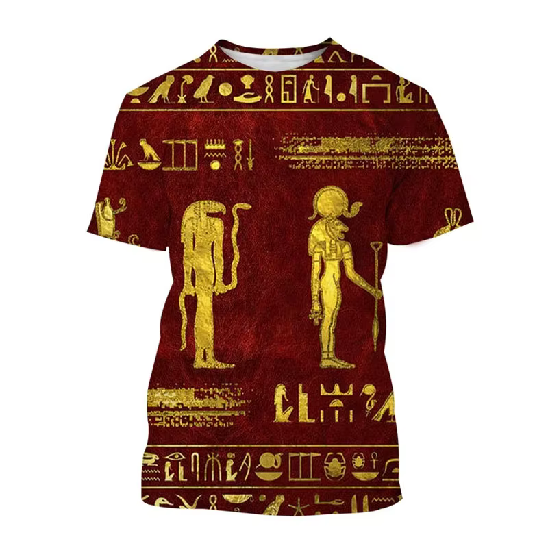T-shirt à manches courtes avec impression 3D du pharaon Anubis