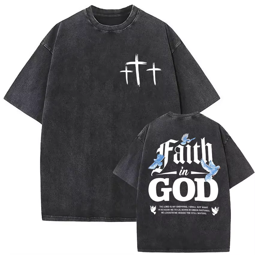 T-shirt vintage lavé pour homme « Enfant de Dieu Chrétien »